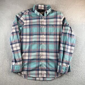 Vineyard Vines Shirt Mens Large Blue Pink Plaid Slim Fit Tucker Button Down